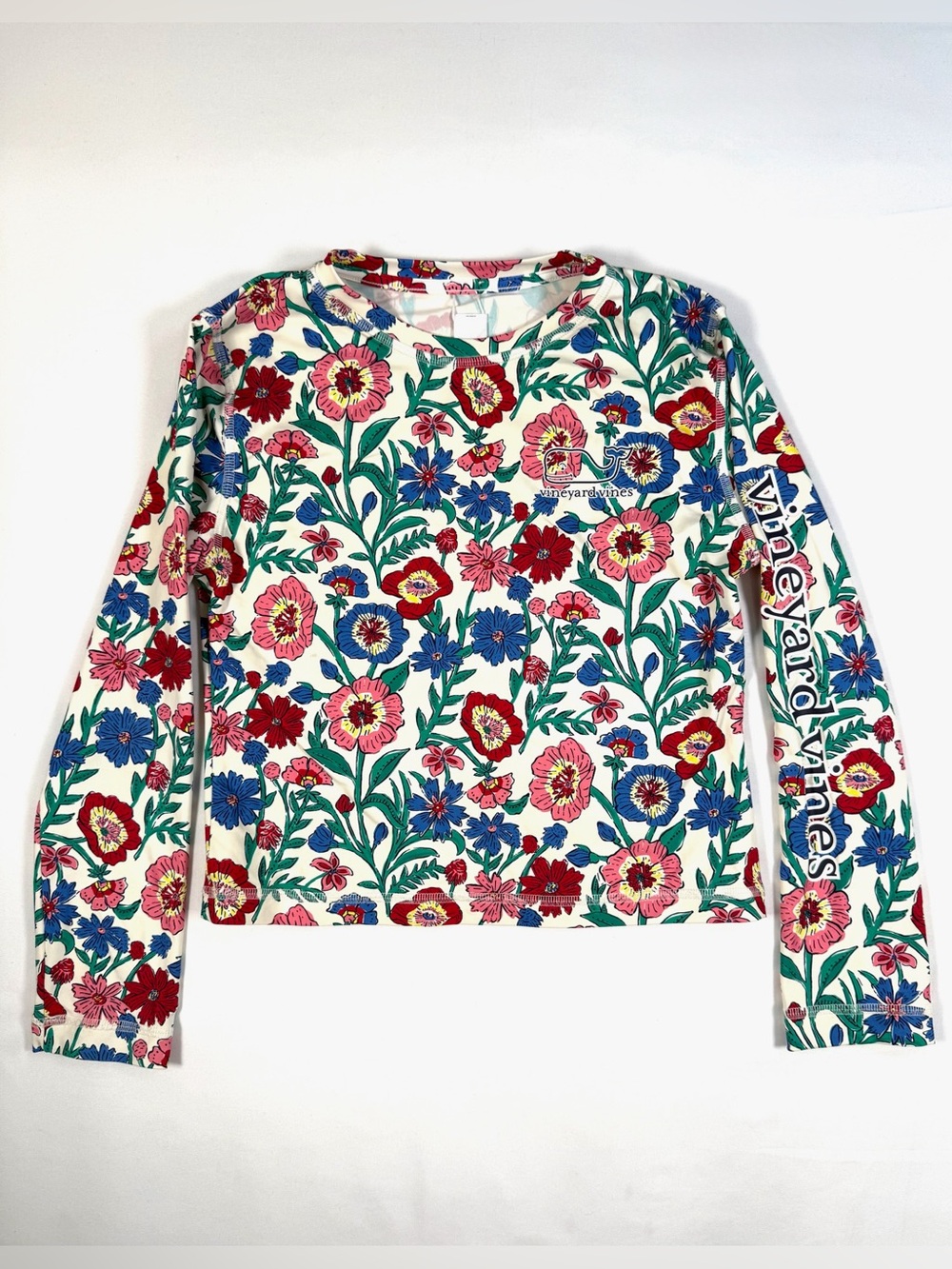 VINEYARD VINES Girls’ Tisbury Floral Long Sleeve Rash Guard Swim Shirt Size S